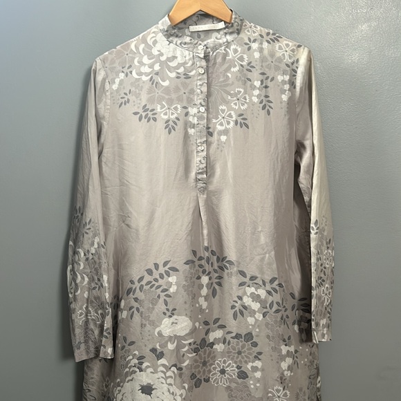 Zara Home Silk Gray Floral Nightgown Slip size M - Picture 2 of 11